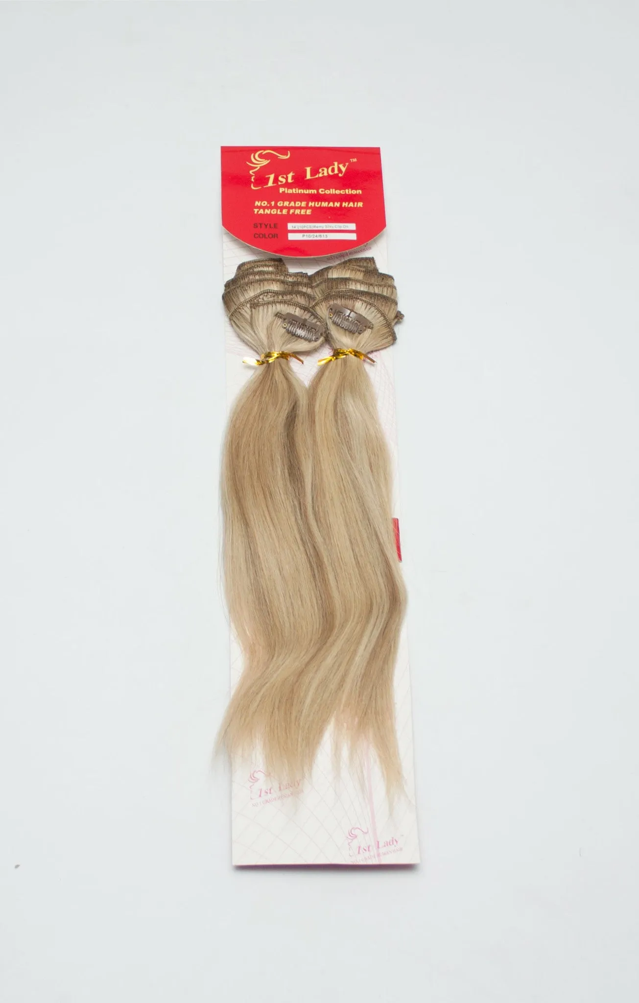 1st Lady Human Hair Remy Clip-On Silky Straight Hair Extensions 14"  (10Pcs)