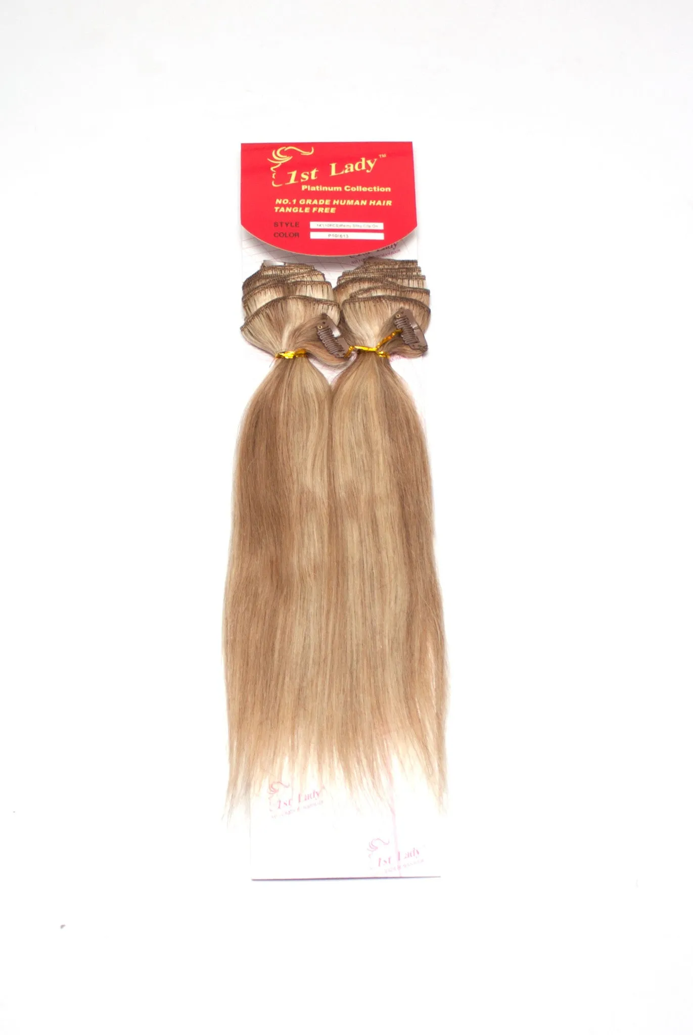 1st Lady Human Hair Remy Clip-On Silky Straight Hair Extensions 14"  (10Pcs)