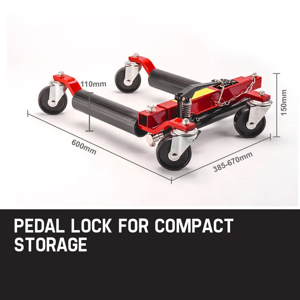 4x 12" Heavy-Duty Positioning Jacks - 680kg Wheel Dollies