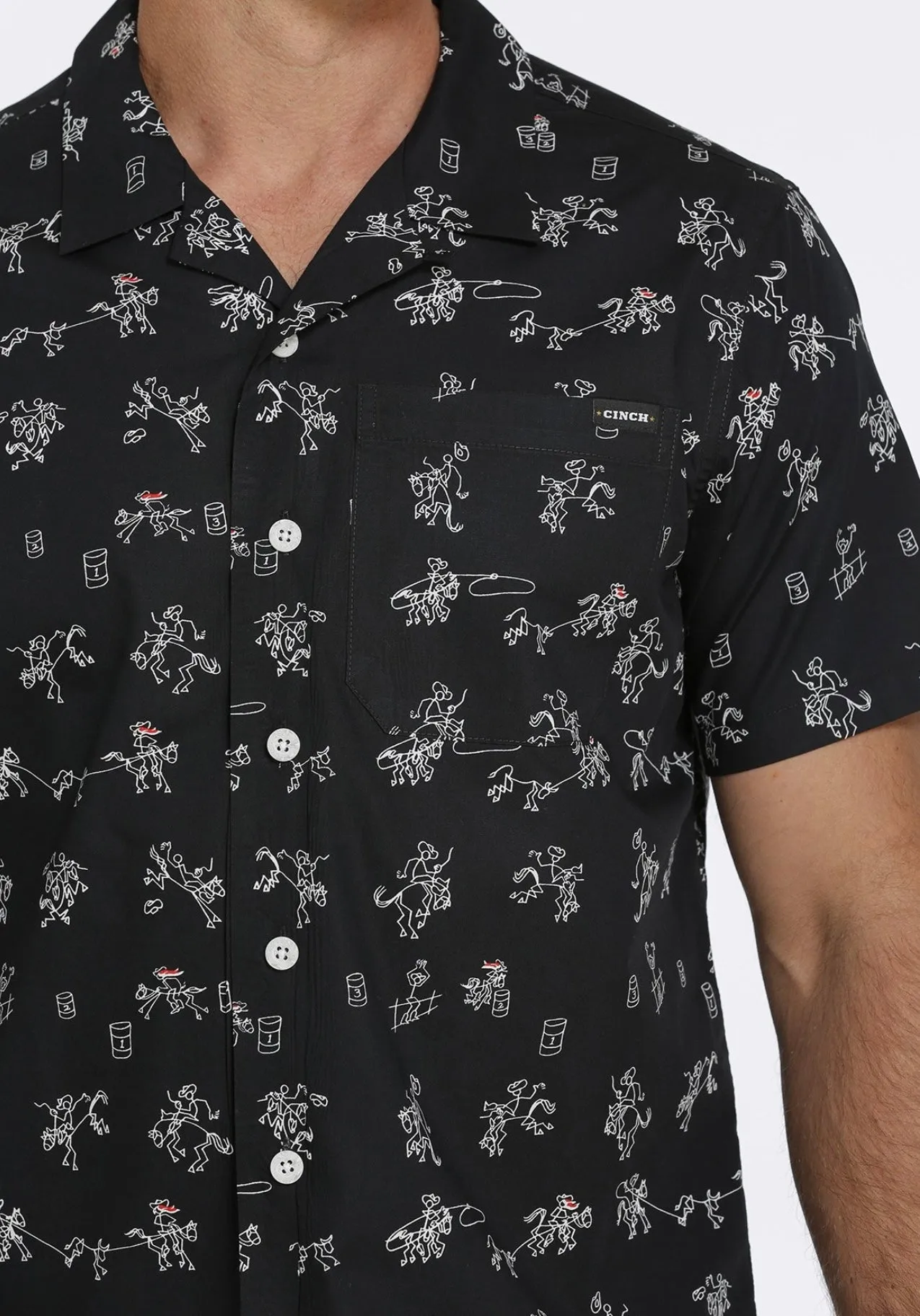 Cinch Cartoon  Cowboy Print Camp Shirt