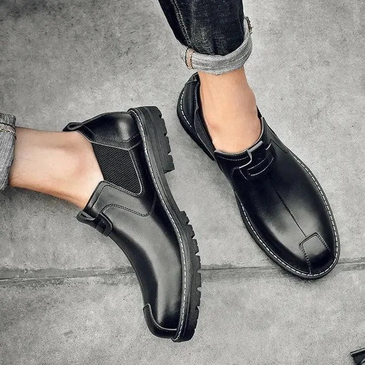 Leather Flats Oxford Brown Men's Casual Shoes #XS8298
