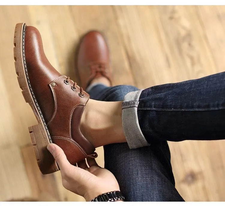 Men's Casual Shoes Genuine Leather 2021 Brogue Safety Sneakers #9536