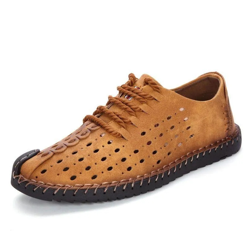 Men's Casual Shoes Leather Summer Loafers Breathable Comfortable Flat
