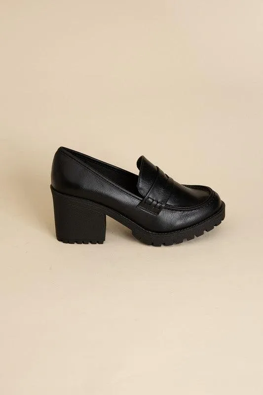 Womens Casual Block Heel Kinder Loafer Shoes